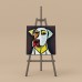 Kübizm Stili Köpek Portre Dekoratif Kare Kanvas Tablo