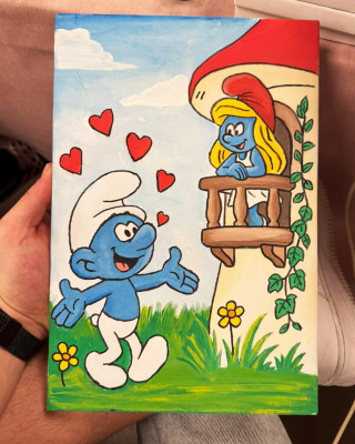 Aşık Şirin Ressam Seti - 20 x 30 cm Önçizimli Tuval, 2 Adet Fırça, Palet, Boyalar ve Şövale