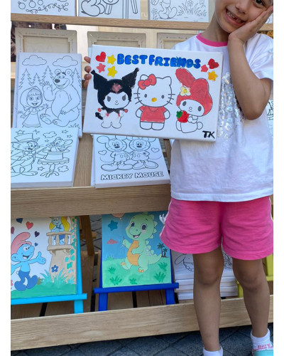 Besties Çocuk Ressam Seti - 20 x 30 cm Önçizimli Tuval, 2 Adet Fırça, Palet, Boyalar ve Şövale Besties Çocuk Ressam Seti - 20 x 30 cm Önçizimli Tuval, 2 Adet Fırça, Palet, Boyalar ve Şövale