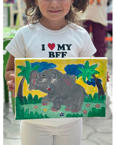 SEVİMLİ FİL Minik Ressam Seti - 20 x 30 cm Önçizimli Tuval, 2 Adet Fırça, Palet ve Boya SEVİMLİ FİL Minik Ressam Seti - 20 x 30 cm Önçizimli Tuval, 2 Adet Fırça, Palet ve Boya