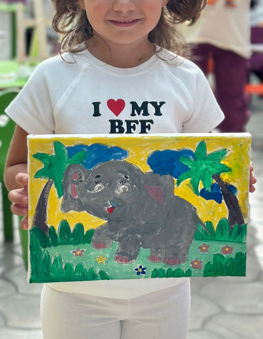 SEVİMLİ FİL Minik Ressam Seti - 20 x 30 cm Önçizimli Tuval, 2 Adet Fırça, Palet ve Boya SEVİMLİ FİL Minik Ressam Seti - 20 x 30 cm Önçizimli Tuval, 2 Adet Fırça, Palet ve Boya