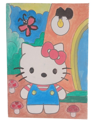 HOLLA KİTTA Minik Ressam Seti - 20 x 30 cm Önçizimli Tuval, 2 Adet Fırça, Palet ve Boya
