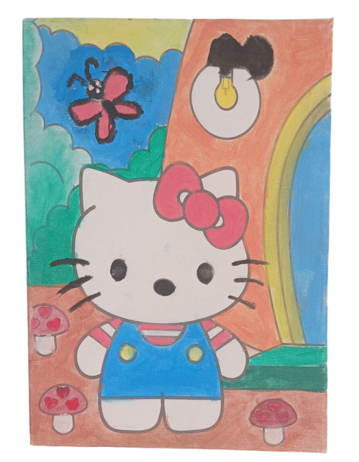 HOLLA KİTTA Minik Ressam Seti - 20 x 30 cm Önçizimli Tuval, 2 Adet Fırça, Palet ve Boya