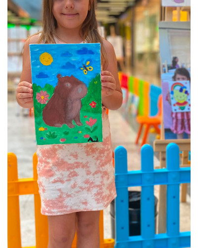 Kapibara Çocuk Ressam Seti - 20 x 30 cm Önçizimli Tuval, 2 Adet Fırça, Palet, Boyalar ve Şövale Kapibara Çocuk Ressam Seti - 20 x 30 cm Önçizimli Tuval, 2 Adet Fırça, Palet, Boyalar ve Şövale