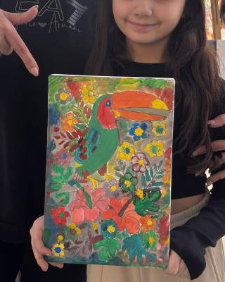 PAPAĞAN Minik Ressam Seti - 20 x 30 cm Önçizimli Tuval, 2 Adet Fırça, Palet ve Boya