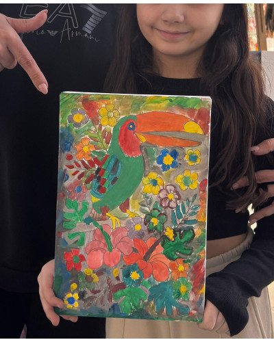 PAPAĞAN Minik Ressam Seti - 20 x 30 cm Önçizimli Tuval, 2 Adet Fırça, Palet ve Boya PAPAĞAN Minik Ressam Seti - 20 x 30 cm Önçizimli Tuval, 2 Adet Fırça, Palet ve Boya