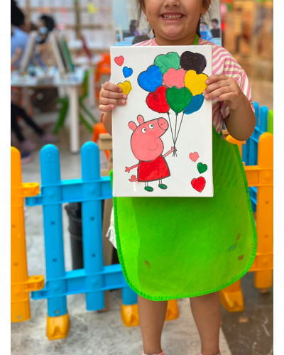 Pep Pap Pig Ressam Seti - 20 x 30 cm Önçizimli Tuval, 2 Adet Fırça, Palet, Boyalar ve Şövale Pep Pap Pig Ressam Seti - 20 x 30 cm Önçizimli Tuval, 2 Adet Fırça, Palet, Boyalar ve Şövale