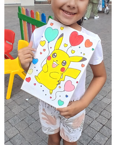 Pikaçuu Çocuk Ressam Seti - 20 x 30 cm Önçizimli Tuval, 2 Adet Fırça, Palet, Boyalar ve Şövale Pikaçuu Çocuk Ressam Seti - 20 x 30 cm Önçizimli Tuval, 2 Adet Fırça, Palet, Boyalar ve Şövale