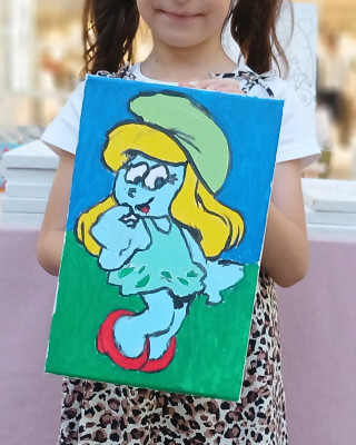 Şirin Ressam Ressam Seti - 20 x 30 cm Önçizimli Tuval, 2 Adet Fırça, Palet, Boyalar ve Şövale