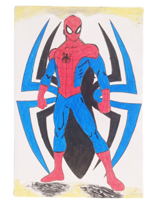 Spider Çocuk Ressam Seti - 20 x 30 cm Önçizimli Tuval, 2 Adet Fırça, Palet, Boyalar ve Şövale