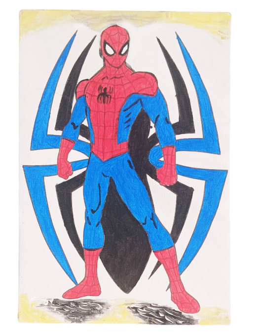 Spider Çocuk Ressam Seti - 20 x 30 cm Önçizimli Tuval, 2 Adet Fırça, Palet, Boyalar ve Şövale