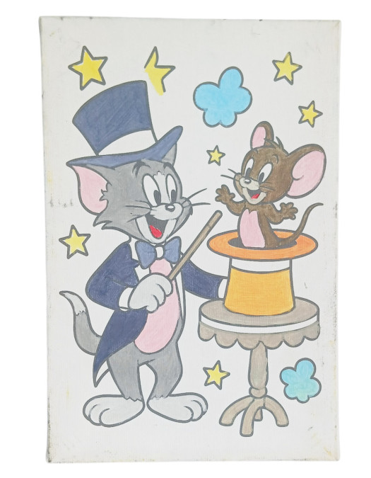TomJerry Çocuk Ressam Seti - 20 x 30 cm Önçizimli Tuval, 2 Adet Fırça, Palet, Boyalar ve Şövale TomJerry Çocuk Ressam Seti - 20 x 30 cm Önçizimli Tuval, 2 Adet Fırça, Palet, Boyalar ve Şövale