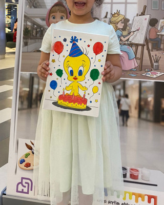Twiity Ressam Seti - 20 x 30 cm Önçizimli Tuval, 2 Adet Fırça, Palet, Boyalar ve Şövale