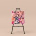 Pastel Renkli Çiçekler ve Yapraklar Dekoratif Kare Kanvas Tablo