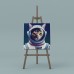 Astronot Kedi Dekoratif Kare Kanvas Tablo