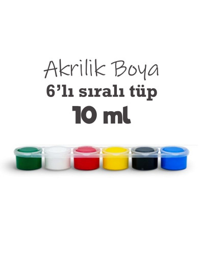 6'lı Tüp Akrilik Boya - 10 ml x 6 Renk  