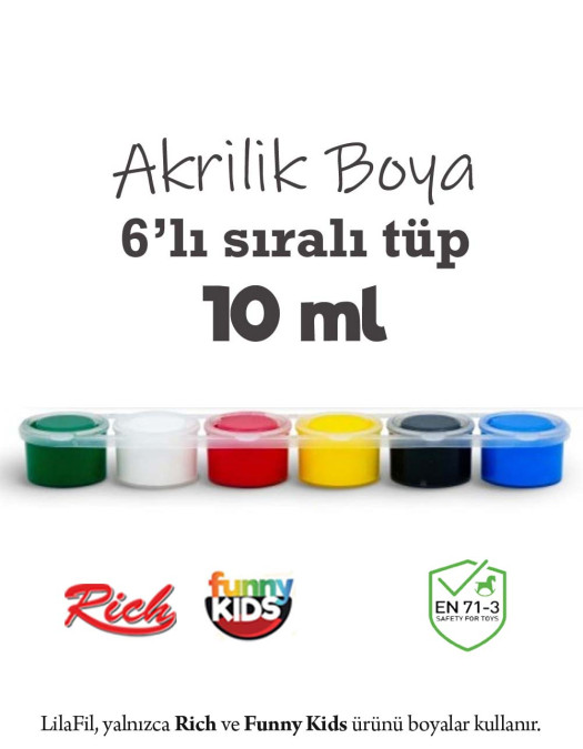 6'lı Sıralı Tüp Akrilik Boya - 10 ml x 6 Renk 6'lı Sıralı Tüp Akrilik Boya - 10 ml x 6 Renk