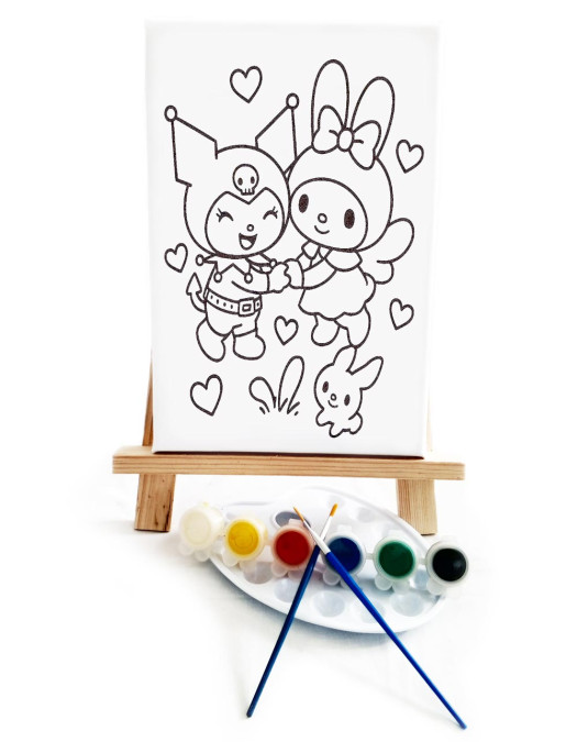 KuroMy Ressam Seti - 20 x 30 cm Önçizimli Tuval, 2 Adet Fırça, Palet, Boyalar ve Şövale KuroMy Ressam Seti - 20 x 30 cm Önçizimli Tuval, 2 Adet Fırça, Palet, Boyalar ve Şövale