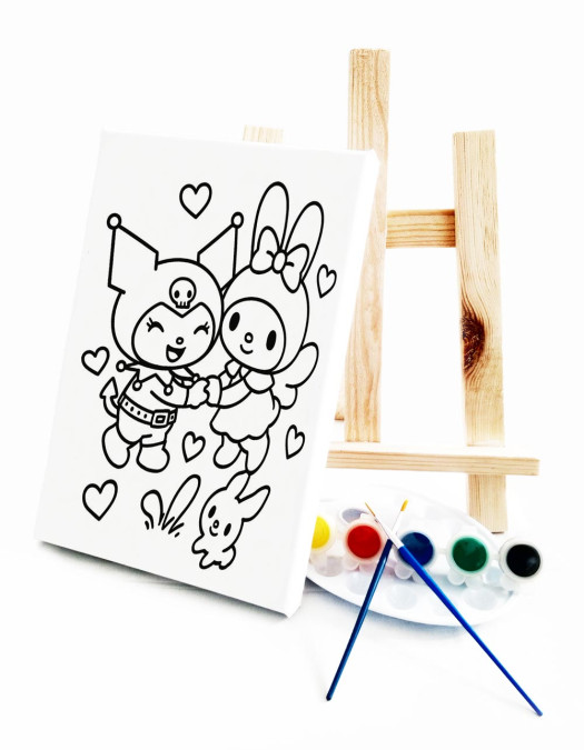 KuroMy Ressam Seti - 20 x 30 cm Önçizimli Tuval, 2 Adet Fırça, Palet, Boyalar ve Şövale KuroMy Ressam Seti - 20 x 30 cm Önçizimli Tuval, 2 Adet Fırça, Palet, Boyalar ve Şövale