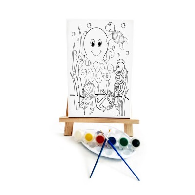 Ahtopot Çocuk Ressam Seti - 20 x 30 cm Tuval, 2 Adet Fırça, Palet, Boyalar ve Şövale