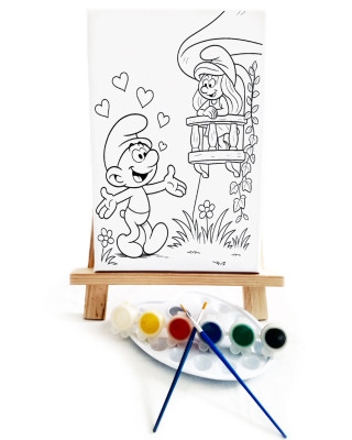 Aşık Şirin Ressam Seti - 20 x 30 cm Önçizimli Tuval, 2 Adet Fırça, Palet, Boyalar ve Şövale