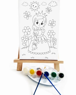 Rapunzel Çocuk Ressam Seti - 20 x 30 cm Tuval, 2 Adet Fırça, Palet, Boyalar ve Şövale