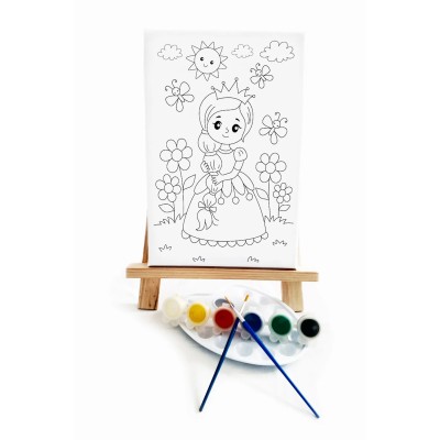 Rapunzel Çocuk Ressam Seti - 20 x 30 cm Tuval, 2 Adet Fırça, Palet, Boyalar ve Şövale