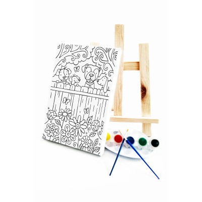 Kuçu Çetesi Çocuk Ressam Seti - 20 x 30 cm Tuval, 2 Adet Fırça, Palet, Boyalar ve Şövale