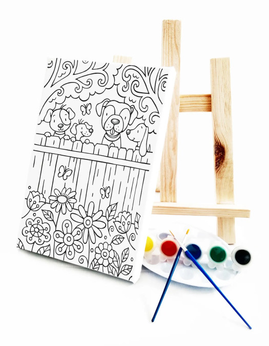Kuçu Çetesi Çocuk Ressam Seti - 20 x 30 cm Tuval, 2 Adet Fırça, Palet, Boyalar ve Şövale Kuçu Çetesi Çocuk Ressam Seti - 20 x 30 cm Tuval, 2 Adet Fırça, Palet, Boyalar ve Şövale