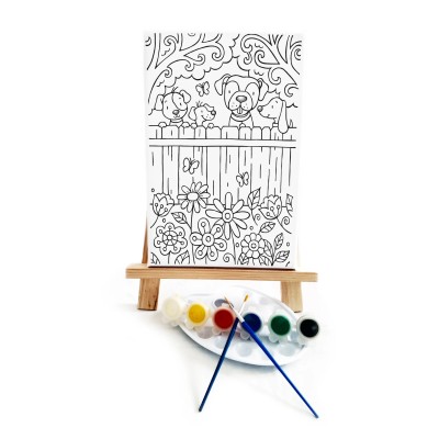 Kuçu Çetesi Çocuk Ressam Seti - 20 x 30 cm Tuval, 2 Adet Fırça, Palet, Boyalar ve Şövale