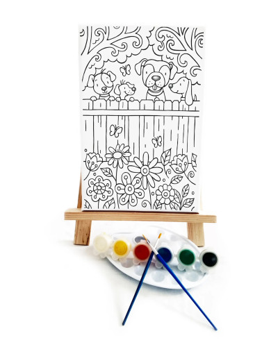 Kuçu Çetesi Çocuk Ressam Seti - 20 x 30 cm Tuval, 2 Adet Fırça, Palet, Boyalar ve Şövale