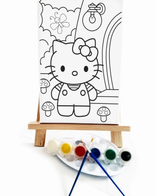 Hola Kita Çocuk Ressam Seti - 20 x 30 cm Tuval, 2 Adet Fırça, Palet, Boyalar ve Şövale