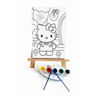 Hola Kita Çocuk Ressam Seti - 20 x 30 cm Tuval, 2 Adet Fırça, Palet, Boyalar ve Şövale
