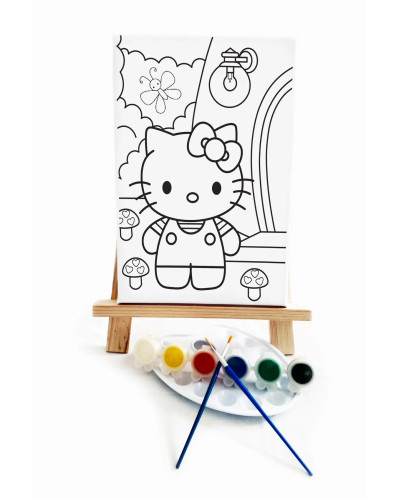 Hola Kita Çocuk Ressam Seti - 20 x 30 cm Tuval, 2 Adet Fırça, Palet, Boyalar ve Şövale