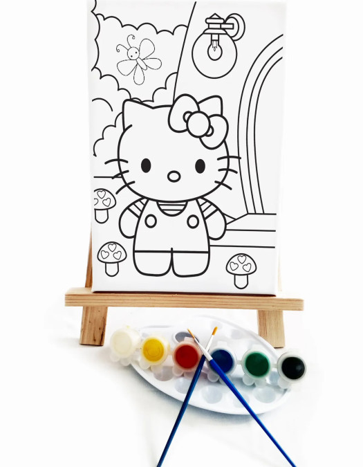 Hola Kita Çocuk Ressam Seti - 20 x 30 cm Tuval, 2 Adet Fırça, Palet, Boyalar ve Şövale