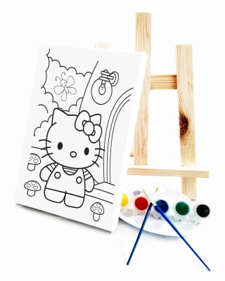 Hola Kita Çocuk Ressam Seti - 20 x 30 cm Tuval, 2 Adet Fırça, Palet, Boyalar ve Şövale