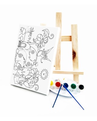 Peri Evi Çocuk Ressam Seti - 20 x 30 cm Tuval, 2 Adet Fırça, Palet, Boyalar ve Şövale