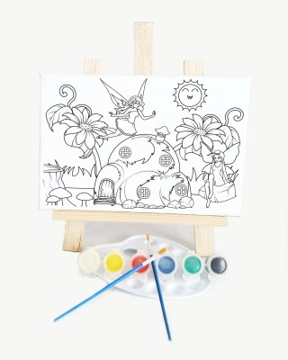 Peri Evi Çocuk Ressam Seti - 20 x 30 cm Tuval, 2 Adet Fırça, Palet, Boyalar ve Şövale