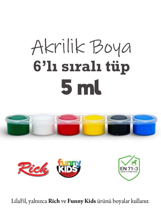 6'lı Sıralı Tüp Akrilik Boya - 5 ml x 6 Renk 6'lı Sıralı Tüp Akrilik Boya - 5 ml x 6 Renk