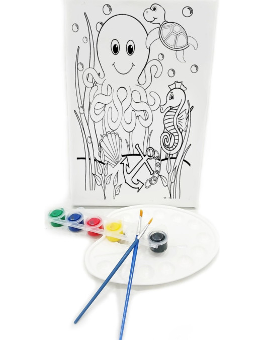 AHTOPOT Minik Ressam Seti - 20 x 30 cm Önçizimli Tuval, 2 Adet Fırça, Palet ve Boya AHTOPOT Minik Ressam Seti - 20 x 30 cm Önçizimli Tuval, 2 Adet Fırça, Palet ve Boya