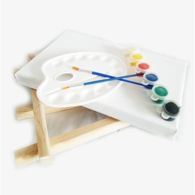 Amatör Ressam Seti - 20 x 30 cm Tuval, Şövale, Boya + Fırça + Palet