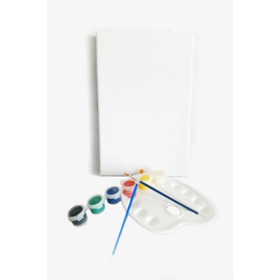 2 ADET x Amatör Ressam Seti - 20 x 30 cm Tuval, Şövale, Boya + Fırça + Palet