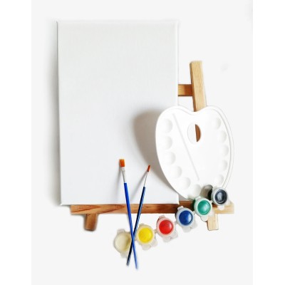 Amatör Ressam Seti - 20 x 30 cm Tuval, Şövale, Boya + Fırça + Palet