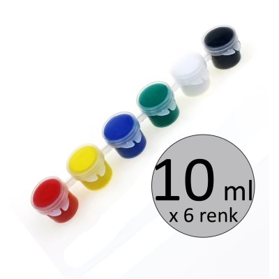 6'lı Tüp Akrilik Boya - 10 ml x 6 Renk  