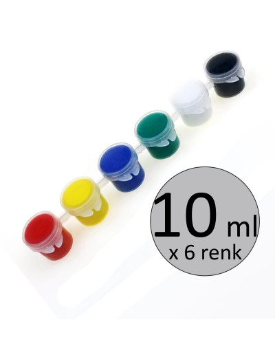 6'lı Tüp Akrilik Boya - 10 ml x 6 Renk  