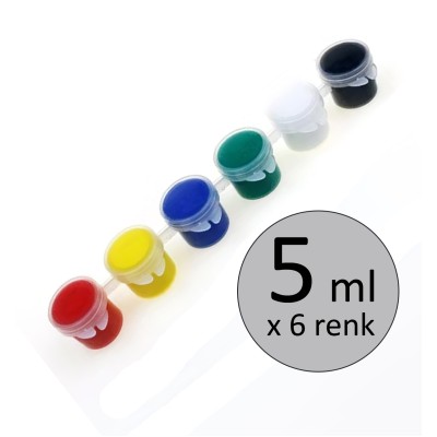 6'lı Tüp Akrilik Boya - 5 ml x 6 Renk  