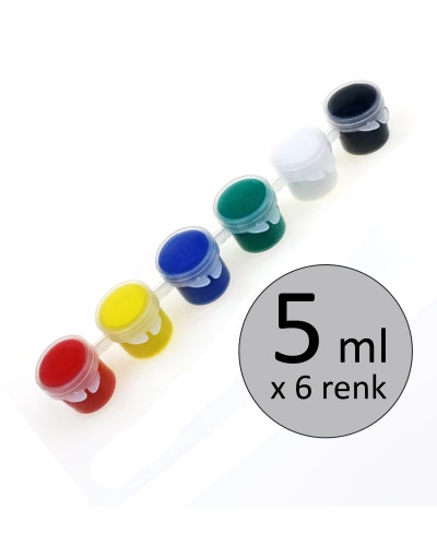 6'lı Tüp Akrilik Boya - 5 ml x 6 Renk  