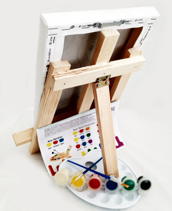 Prensesin Dansı Çocuk Ressam Seti - 20 x 30 cm Önçizimli Tuval, 2 Adet Fırça, Palet, Boyalar ve Şövale