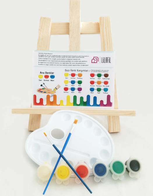Anime Ekose Ressam Seti - 20 x 30 cm Önçizimli Tuval, 2 Adet Fırça, Palet, Boyalar ve Şövale