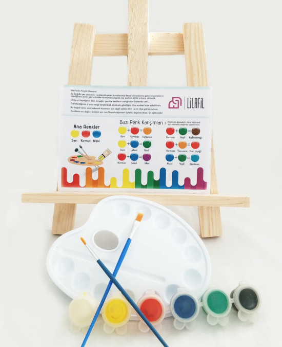 Prensesin Dansı Çocuk Ressam Seti - 20 x 30 cm Önçizimli Tuval, 2 Adet Fırça, Palet, Boyalar ve Şövale